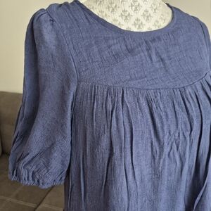 APRICOT Slate Blue Gathered Peasant Tunic